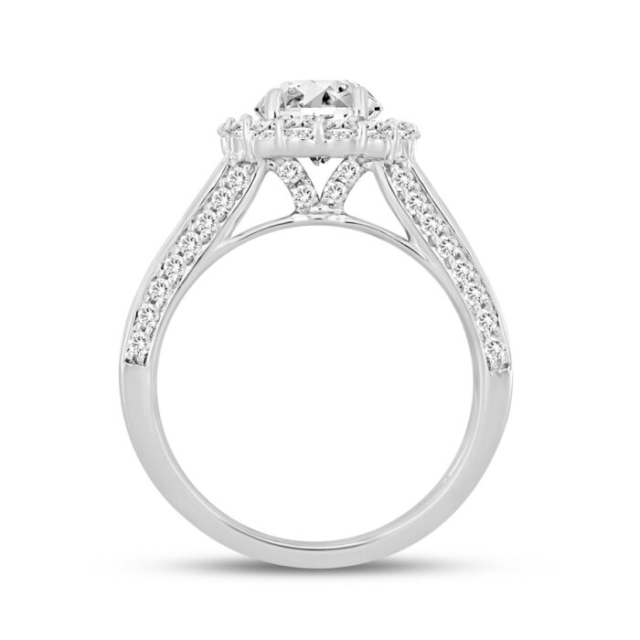 LADIES RING 3 3/4CT ROUND/EMERALD DIAMOND 14K WHITE GOLD (CENTER STONE ROUND DIAMOND 1 1/2CT ) - Image 2