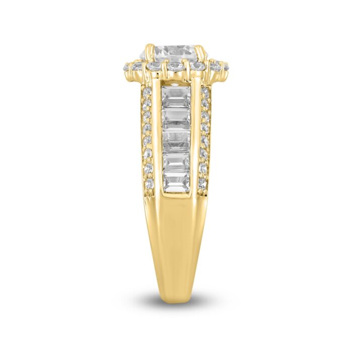 LADIES RING 3 3/4CT ROUND/EMERALD DIAMOND 14K YELLOW GOLD (CENTER STONE ROUND DIAMOND 1 1/2CT ) - Image 3