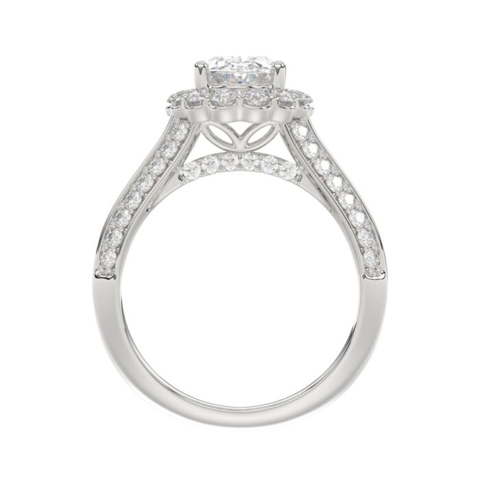 LADIES RING 3 3/4CT ROUND/OVAL/EMERALD DIAMOND 14K WHITE GOLD (CENTER STONE OVAL DIAMOND 1 1/2CT ) - Image 4