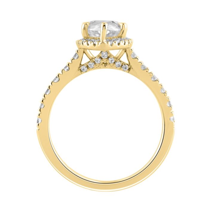 Luxury 14K Yellow Gold 3 3/4Ct Round & Marquise Diamond Halo Ring Elegant Bridal Engagement Ring For Women 3Ct Marquise Center Stone (Color F-G -C - Image 3