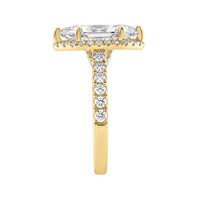 Luxury 14K Yellow Gold 3 3/4Ct Round & Marquise Diamond Halo Ring Elegant Bridal Engagement Ring For Women 3Ct Marquise Center Stone (Color F-G -C - Image 2