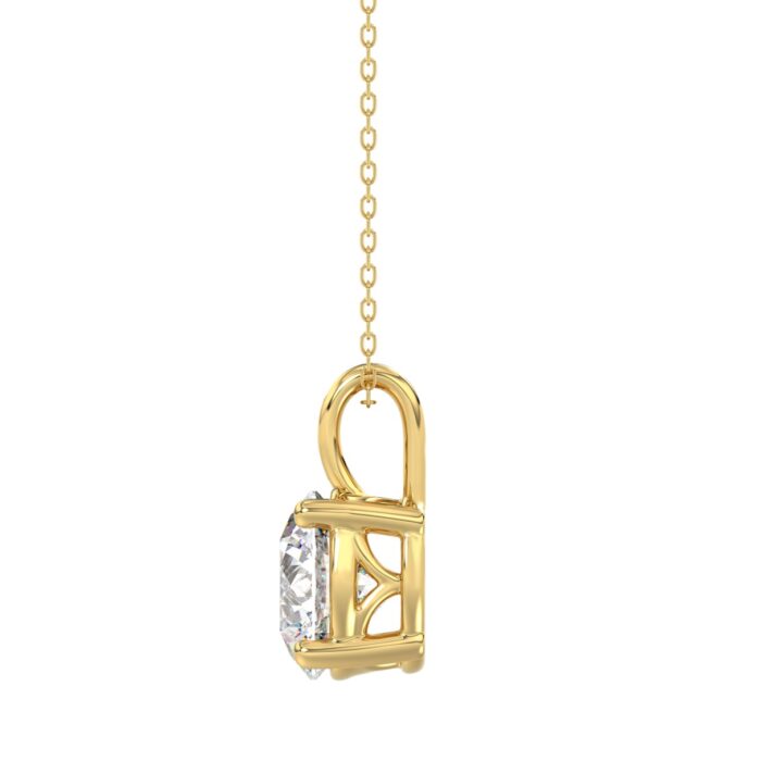 LADIES SOLITAIRE PENDANT 3CT ROUND DIAMOND 14K YELLOW GOLD WITH CHAIN - Image 2