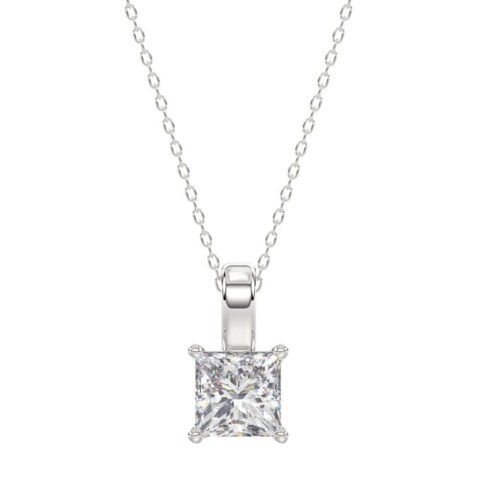 20890831_EC-113050W-1214x1214.jpg LADIES SOLITAIRE PENDANT WITH CHAIN 2 1/2CT PRINCESS DIAMOND 14K WHITE GOLD - Image 1