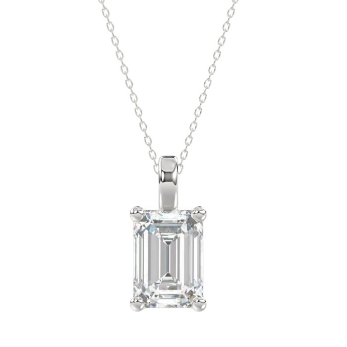 20890836_EC-113028W-1214x1214.jpg LADIES SOLITAIRE PENDANT WITH CHAIN 4CT EMERALD DIAMOND 14K WHITE GOLD - Image 1