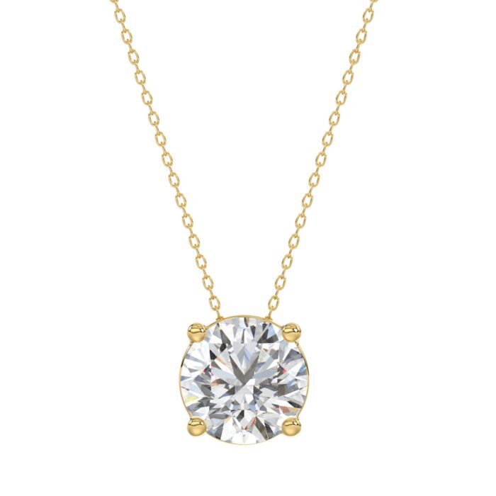20890843_EC-113063Y-1214x1214.jpg LADIES SOLITAIRE PENDANT WITH UNDER-PASS CHAIN 2 1/2CT ROUND DIAMOND 14K YELLOW GOLD - Image 1