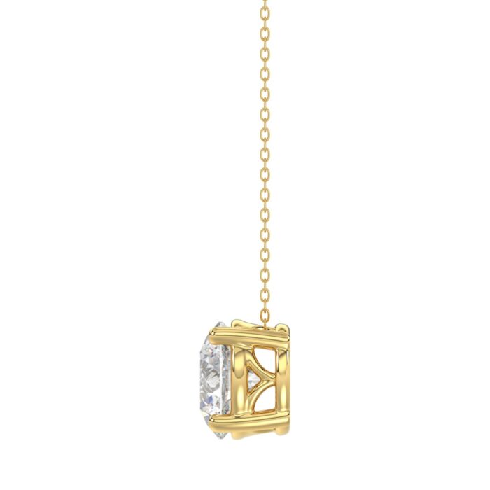LADIES SOLITAIRE PENDANT WITH UNDER-PASS CHAIN 2.00CT ROUND DIAMOND 14K YELLOW GOLD - Image 3