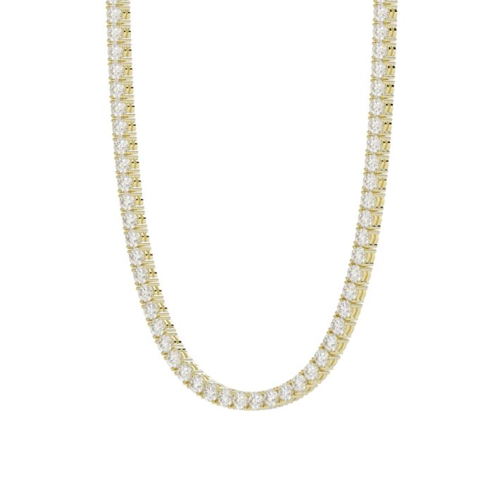 14K YELLOW GOLD 6 7/8CT 16" ROUND DIAMOND LADIES TENNIS NECKLACE - Image 3