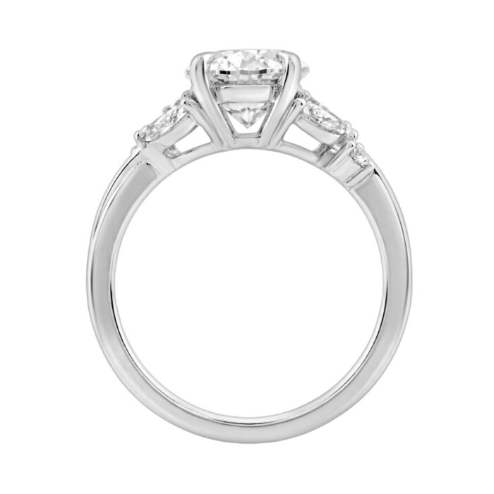 14K White Gold 3 1/2Ct Lab-Grown Diamond Engagement Ring For Women 3Ct Oval Center With Marquise & Round Side Stones, Elegant Bridal Ring (Color F - Image 3