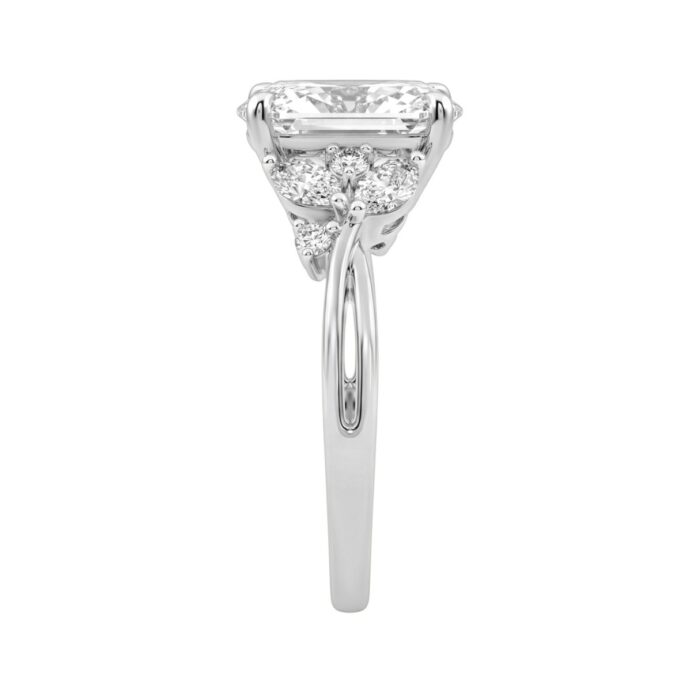 14K White Gold 3 1/2Ct Lab-Grown Diamond Engagement Ring For Women 3Ct Oval Center With Marquise & Round Side Stones, Elegant Bridal Ring (Color F - Image 2