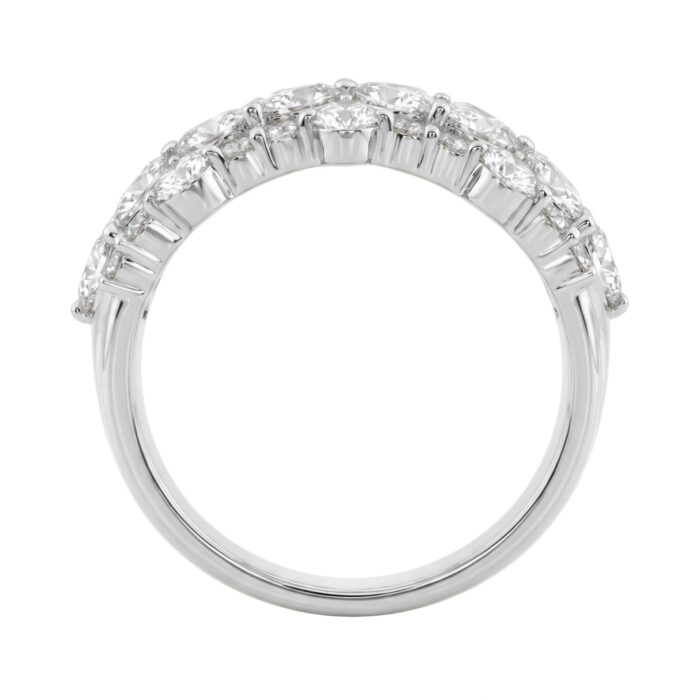 14K White Gold 3.00Ct Mixed Shape Diamond Cluster Ring Round, Marquise & Pear Floral Inspired Ladies Ring (Color F-G -Clarity Vs1/Vs2) - Image 2
