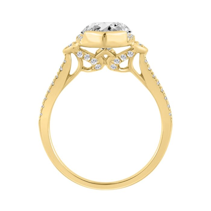 14K YELLOW GOLD 3 1/3CT ROUND/MARQUISE DIAMOND LADIES RING (CENTER STONE MARQUISE DIAMOND 3CT) - Image 2