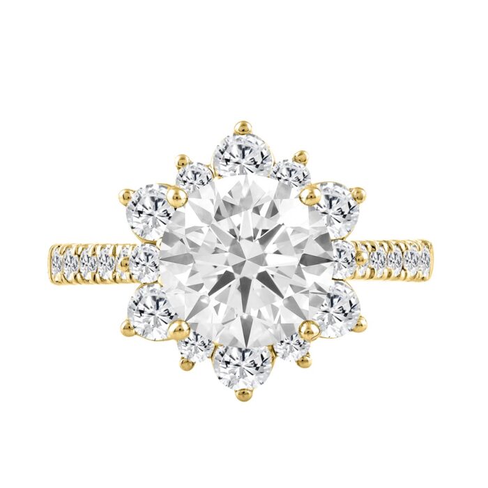 14K YELLOW GOLD 3.00CT ROUND DIAMOND LADIES RING (CENTER STONE ROUND DIAMOND 2CT) - Image 2