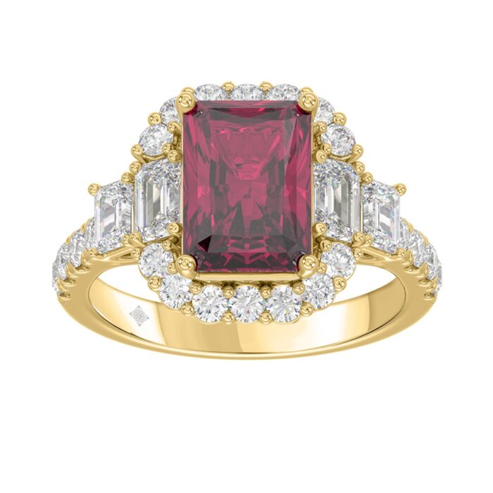 14K YELLOW GOLD 4 1/2CT ROUND/EMERALD DIAMOND LADIES RING (CENTER STONE RUBY EMERALD DIAMOND 3CT) - Image 1