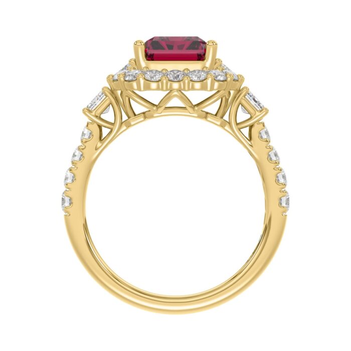 14K YELLOW GOLD 4 1/2CT ROUND/EMERALD DIAMOND LADIES RING (CENTER STONE RUBY EMERALD DIAMOND 3CT) - Image 2