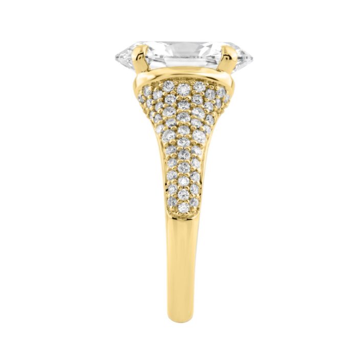 14K Yellow Gold Oval & Round Diamond Engagement Ring For 4 1/2Ct Ladies Ring 4Ct Oval Center Stone (Color F-G -Clarity Vs1/Vs2) - Image 3