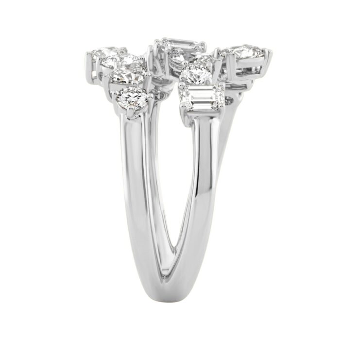 Elegant 14K White Gold 1 1/2Ct Diamond Ring Mixed Cuts: Round, Marquise, Pear, Emerald & Oval, Women Fashion Jewelry (Color F-G -Clarity Vs1/Vs2) - Image 3