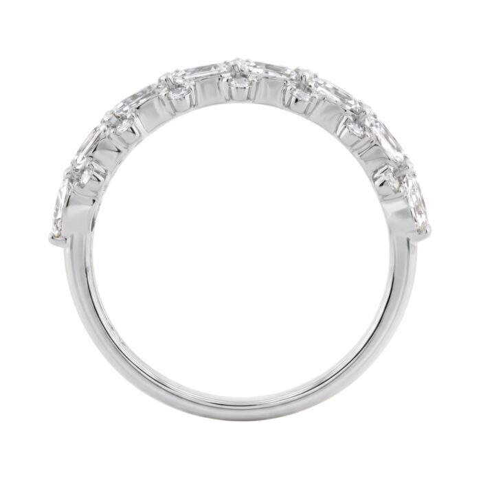 Elegant 14K White Gold 1 3/4Ct Lab Grown Diamond Fashion Ring Alternating Round & Pear Stones, Women Fashion Jewelry (Color F-G -Clarity Vs1/Vs2) - Image 2
