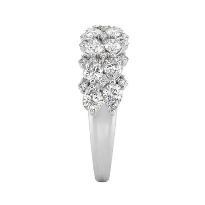 Elegant 14K White Gold 1 3/4Ct Lab Grown Diamond Fashion Ring Alternating Round & Pear Stones, Women Fashion Jewelry (Color F-G -Clarity Vs1/Vs2) - Image 3