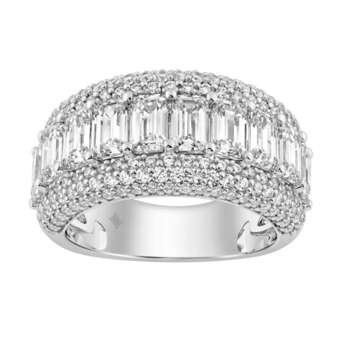20890873_EC-147833W-1214x1214.jpg Elegant 14K White Gold Ladies Ladies Ring 3 1/4Ct Round & Emerald Cut Diamonds - Image 1