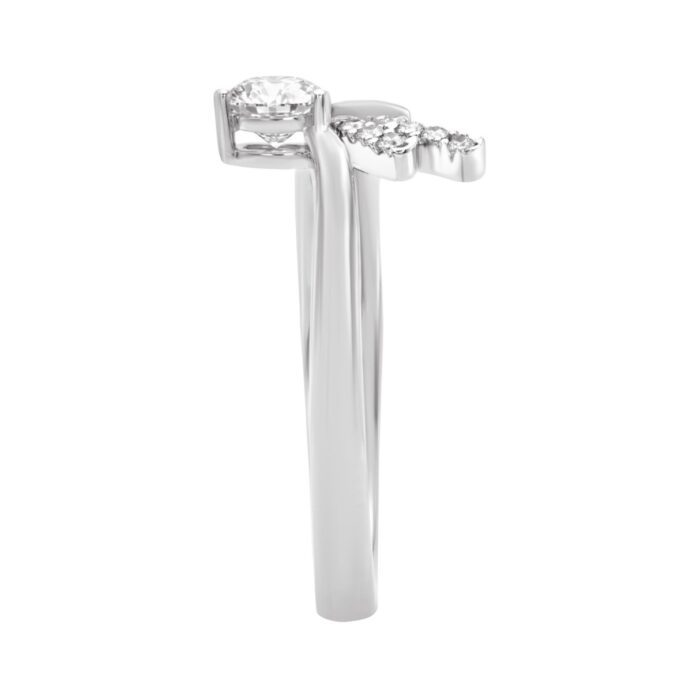 Ladies 10K White Gold Round Diamond Ring 1/2Ct Round Brilliant Engagement Fashion Ring (Color F-G -Clarity Vs1/Vs2) - Image 3