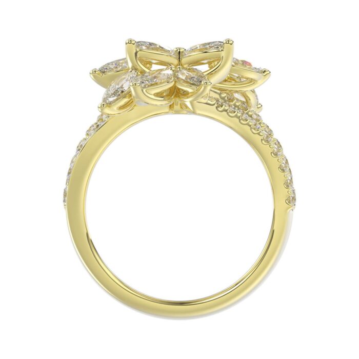 LADIES RING 2 1/4CT ROUND/MARQUISE DIAMOND 14K YELLOW GOLD - Image 3