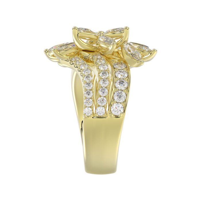 LADIES RING 2 1/4CT ROUND/MARQUISE DIAMOND 14K YELLOW GOLD - Image 4
