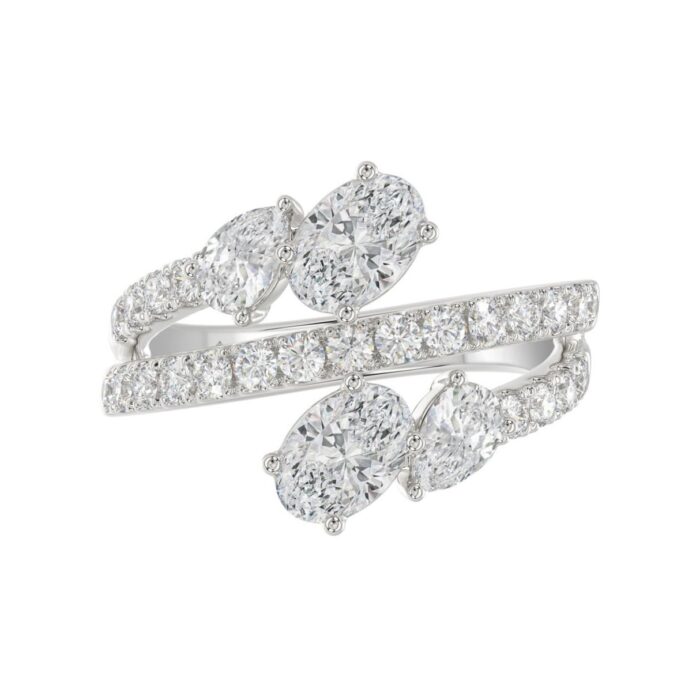LADIES RING 2.00CT ROUND/OVAL/PEAR DIAMOND 14K WHITE GOLD - Image 5