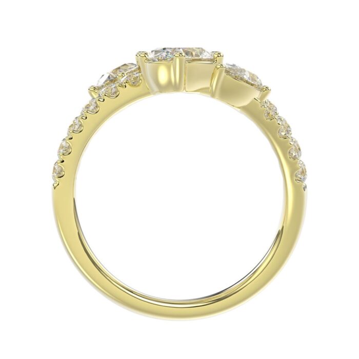 LADIES RING 2.00CT ROUND/OVAL/PEAR DIAMOND 14K YELLOW GOLD - Image 3