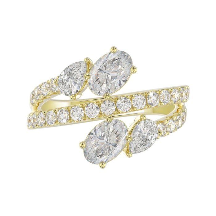LADIES RING 2.00CT ROUND/OVAL/PEAR DIAMOND 14K YELLOW GOLD - Image 5