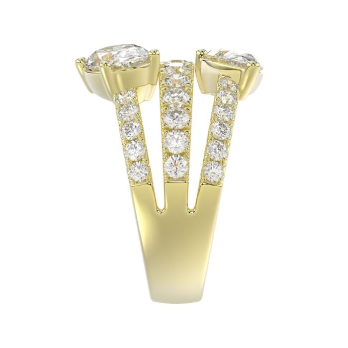 LADIES RING 3.00CT ROUND/PEAR/OVAL DIAMOND 14K YELLOW GOLD - Image 4