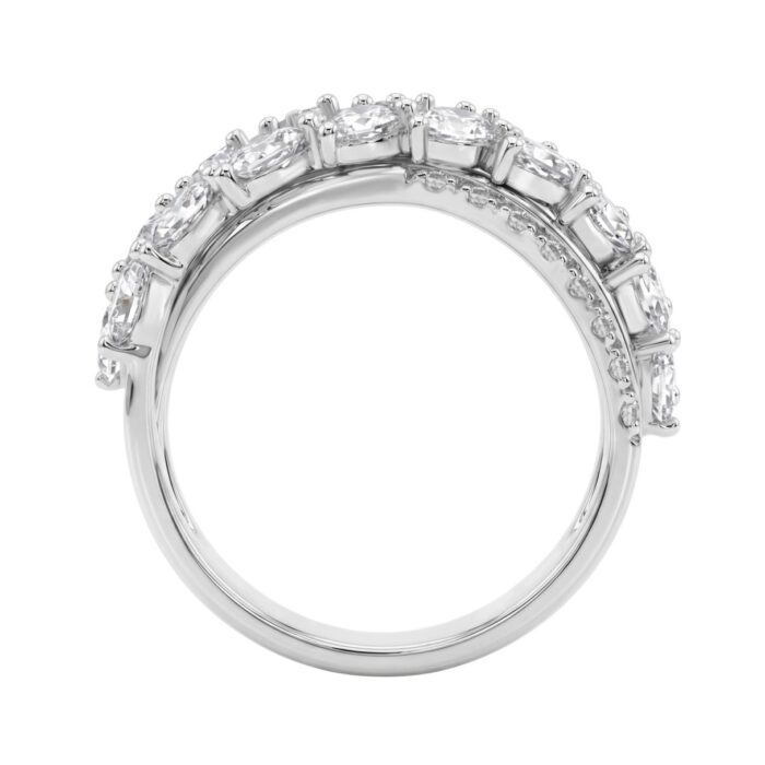 Luxury 14K White Gold 3Ct Lab Grown Diamond Pear Shape & Round Cut Ladies Fashion Ring For Her (Color F-G -Clarity Vs1/Vs2) - Image 2