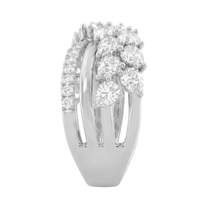 Luxury 14K White Gold 3Ct Lab Grown Diamond Pear Shape & Round Cut Ladies Fashion Ring For Her (Color F-G -Clarity Vs1/Vs2) - Image 3