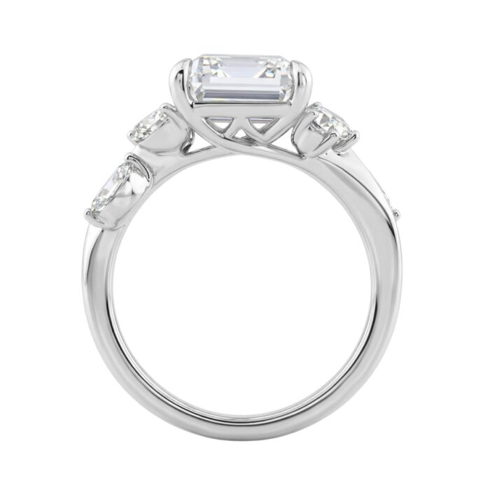 Luxury 14K White Gold 5 1/2Ct Lab-Grown Diamond Ring 5Ct Emerald Center With Marquise & Round Side Stones For Women Engagement Ring (Color F-G -Cl - Image 2
