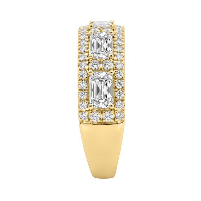 Luxury 2.00Ct 14K Yellow Gold Lab-Grown Diamond Anniversary Ladies Ring Radiant Center & Round Side Diamonds (Color F-G -Clarity Vs1/Vs2) - Image 3