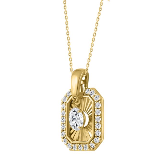 10K YELLOW GOLD 3/4CT ROUND DIAMOND LADIES PENDANT WITH CHAIN - Image 3