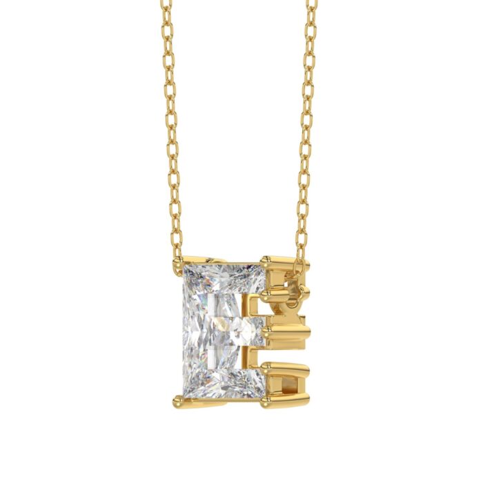 14K YELLOW GOLD 1 1/2CT FANCY CUT ALPHABET DIAMOND LADIES PENDANT WITH CHAIN - Image 3