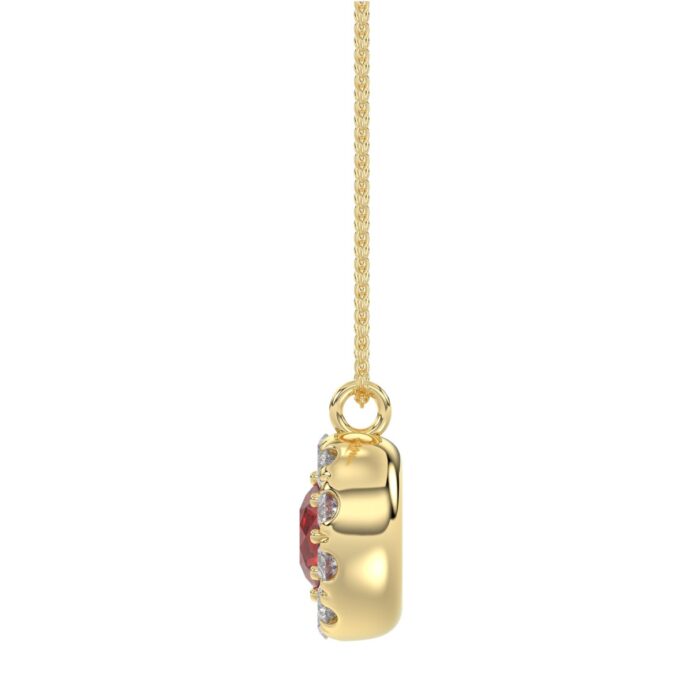 14K YELLOW GOLD 1.00CT ROUND/RUBY DIAMOND LADIES PENDANT (CENTER STONE ROUND RUBY DIAMOND 5/8CT) - Image 3