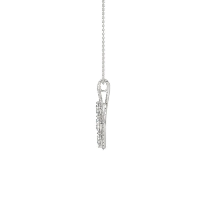 LADIES PENDANT 1 3/4CT ROUND DIAMOND 14K WHITE GOLD WITH CHAIN - Image 2