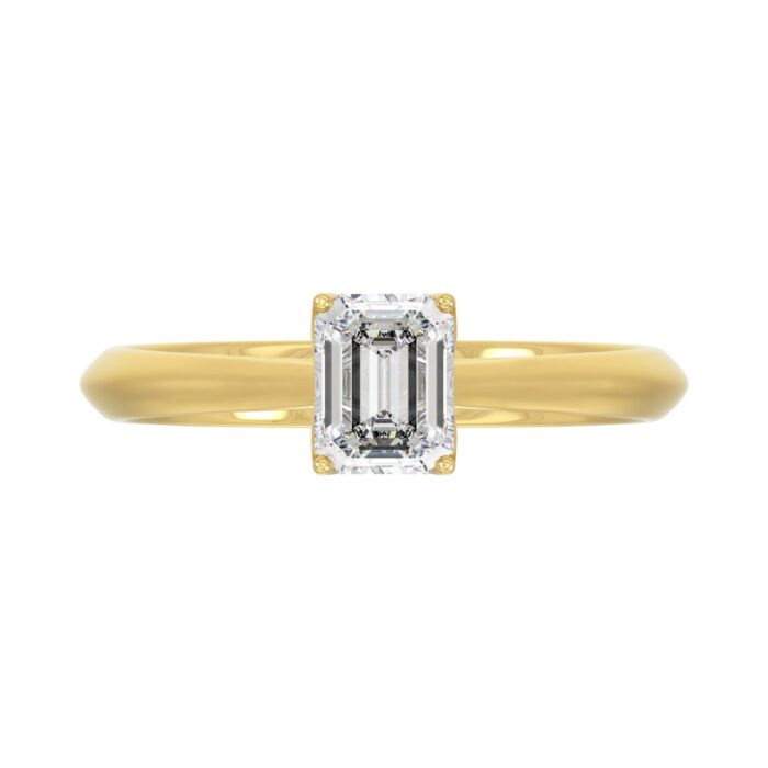 LADIES SOLITAIRE RING 1CT EMERALD DIAMOND 14K YELLOW GOLD - Image 5