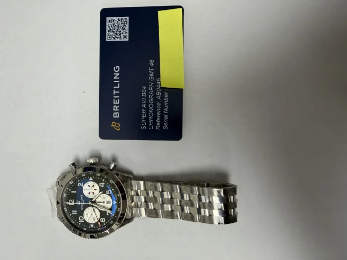 Breitling Super AVI B04 Chronograph GMT Green Dial on Bracelet Ref. AB04452A1L1A1 with Card 2026 - Image 7