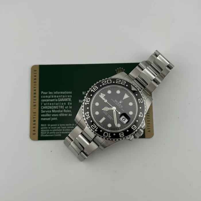 Rolex GMT-Master II Black Dial on Oyster Ref. 116710LN with Card (Old Green) - Image 7