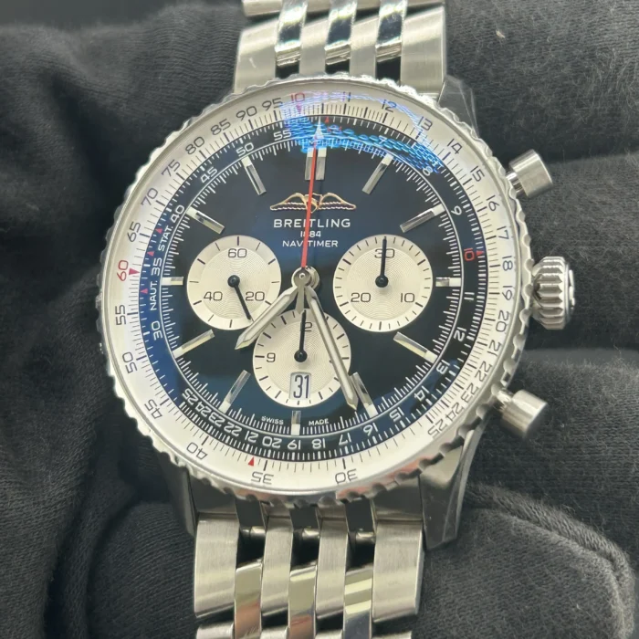 Breitling Navitimer B01 Chronograph Black Dial on Stainless Steel Bracelet Ref. AB0137211B1A1 with Card 2025 - Image 3