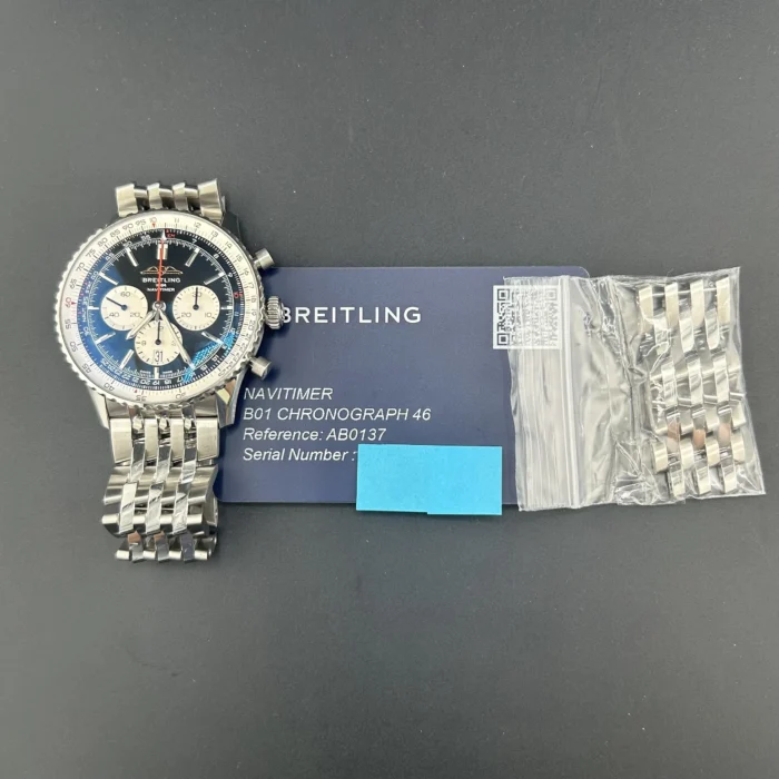 Breitling Navitimer B01 Chronograph Black Dial on Stainless Steel Bracelet Ref. AB0137211B1A1 with Card 2025 - Image 8
