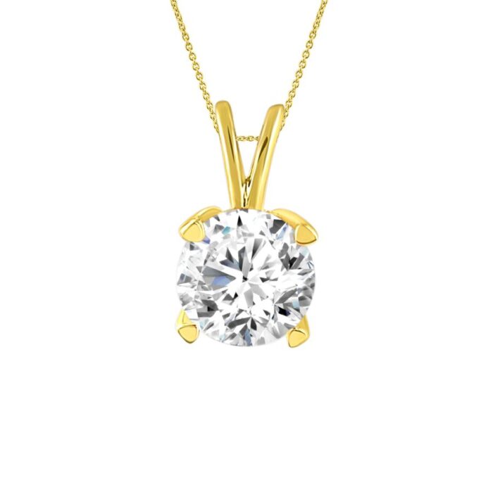 LADIES SOLITAIRE PENDANT 0.15CT ROUND DIAMOND 14K YELLOW GOLD - Image 1