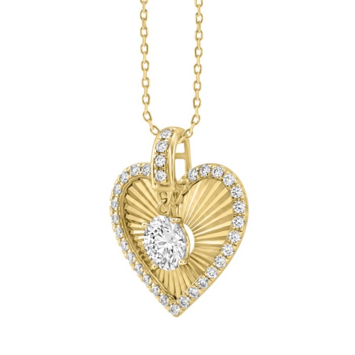10K YELLOW GOLD 3/4CT ROUND DIAMOND LADIES PENDANT WITH CHAIN - Image 3