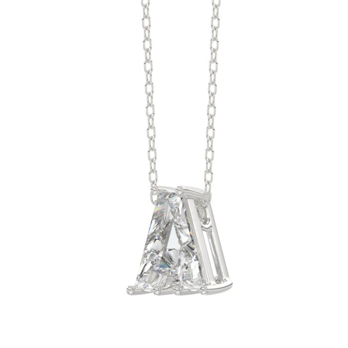 14K WHITE GOLD 1 5/8CT FANCY CUT ALPHABET DIAMOND LADIES PENDANT WITH CHAIN - Image 3