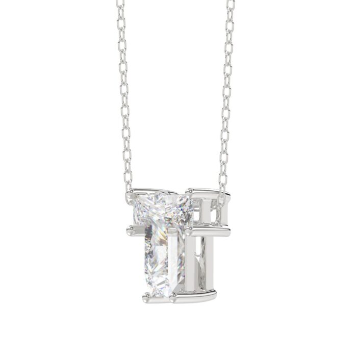 14K WHITE GOLD 1.00CT FANCY CUT ALPHABET DIAMOND LADIES PENDANT WITH CHAIN - Image 3