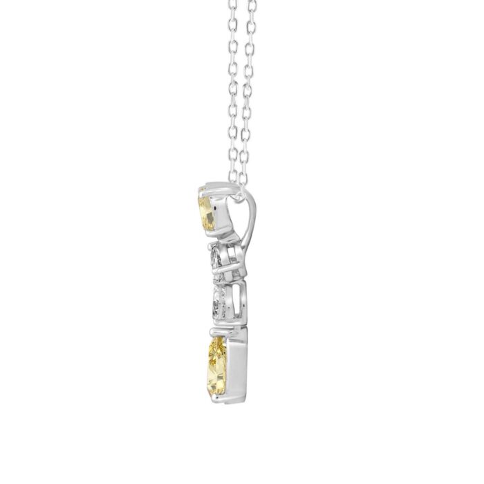 14K WHITE/YELLOW GOLD 2.00CT PEAR/OVAL DIAMOND LADIES PENDANT WITH CHAIN (PEAR PINK 1.00CT/OVAL DIAMOND 1/2CT) - Image 3