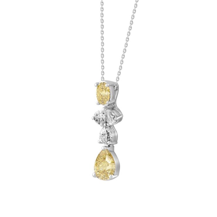 14K WHITE/YELLOW GOLD 2.00CT PEAR/OVAL DIAMOND LADIES PENDANT WITH CHAIN (PEAR PINK 1.00CT/OVAL DIAMOND 1/2CT) - Image 2