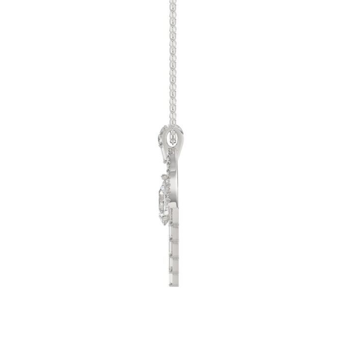 LADIES PENDANT 1 1/2CT ROUND/BAGUETTE/PEAR DIAMOND 14K WHITE GOLD - Image 2